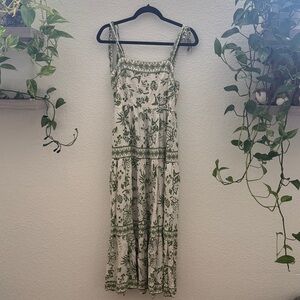 Japna Green Floral Boho Maxi Dress Rayon Size M